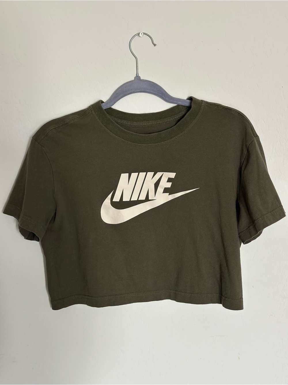 Nike Loose Fit Crop Top on Olive Green